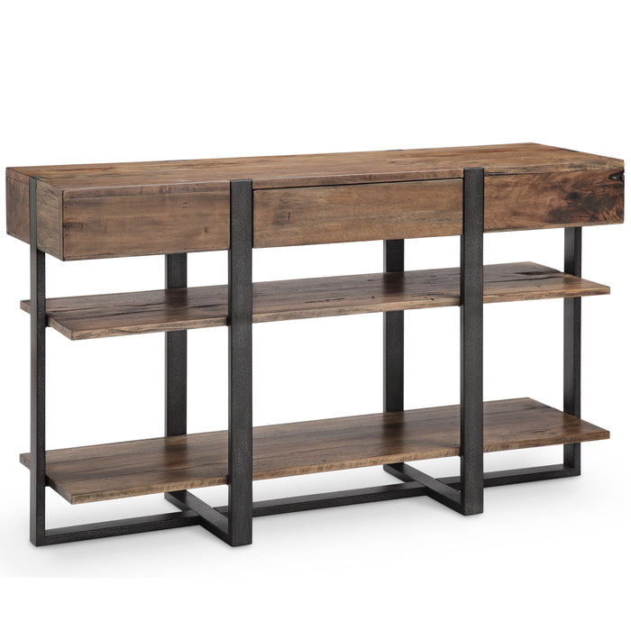 Prescott - Modern Reclaimed Wood Rectangular Console Table in Rustic Honey