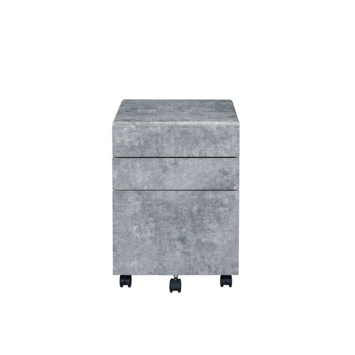 Jurgen - File Cabinet - Faux Concrete & Silver