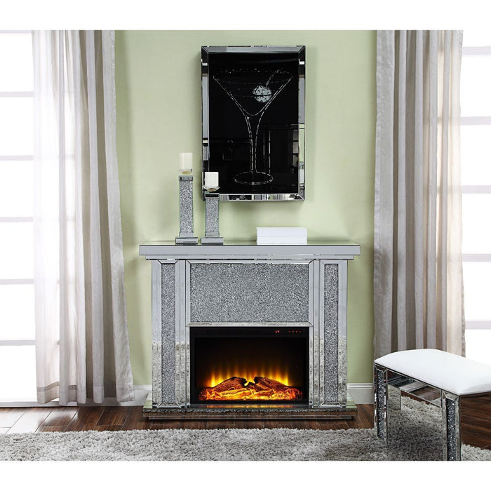 Nowles - Fireplace - Mirrored & Faux Stones