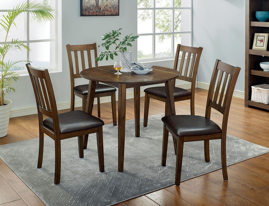 Blackwood - 5 Piece Round Dining Table Set - Walnut / Dark Brown