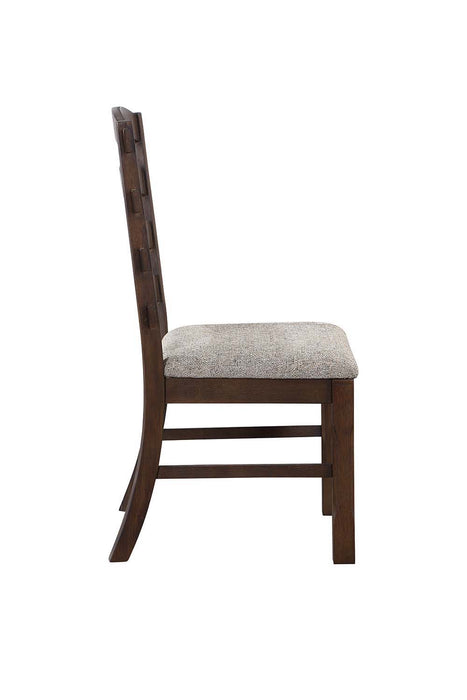 Pascaline - Side Chair - Gray Fabric, Rustic Brown & Oak Finish