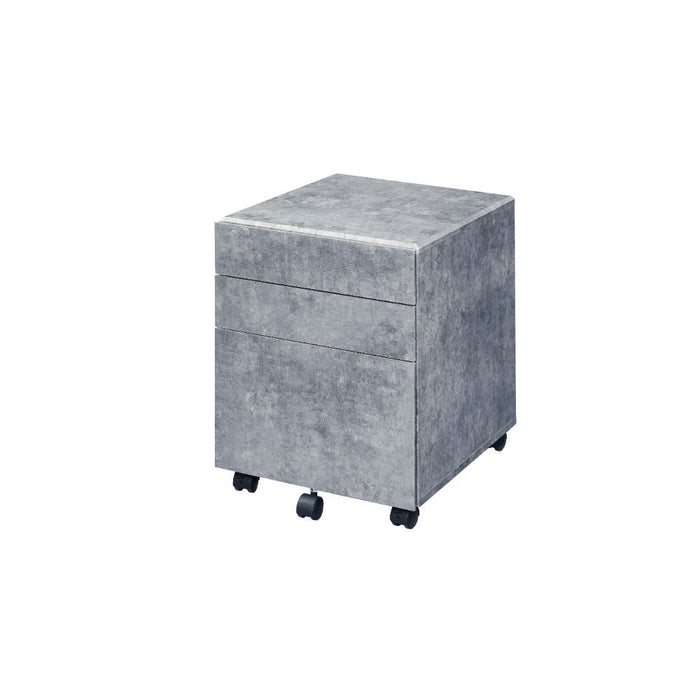 Jurgen - File Cabinet - Faux Concrete & Silver