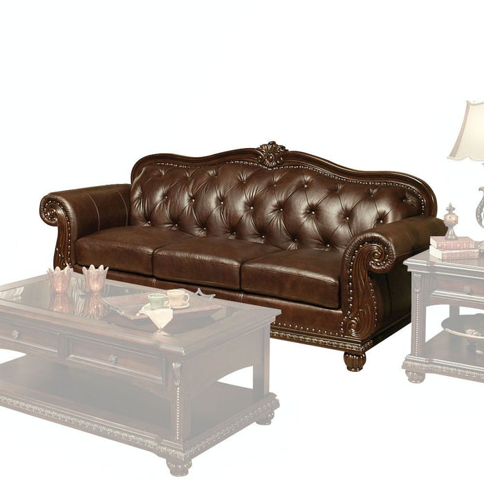 Anondale - Sofa - Espresso Top Grain Leather Match