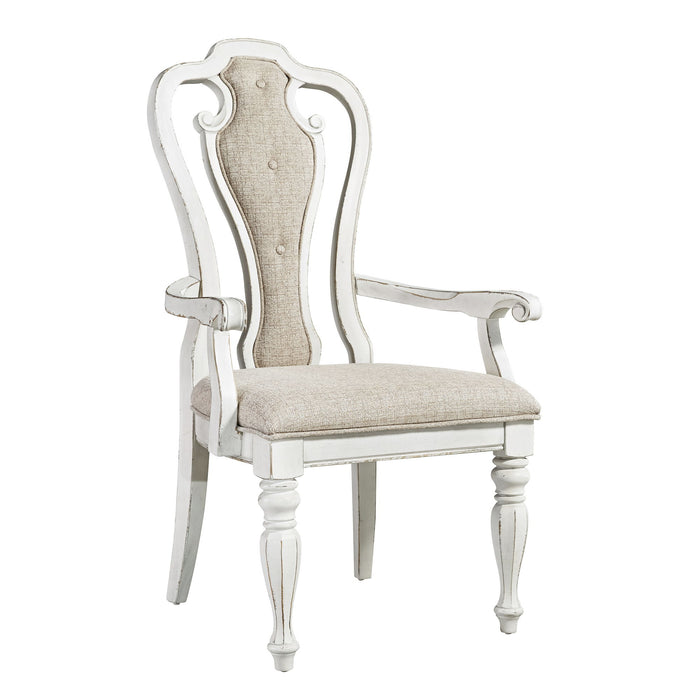 Magnolia Manor - Splat Back Upholstered Arm Chair - White