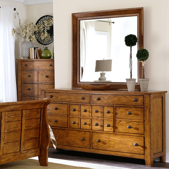 Grandpas Cabin - Sleigh Bed, Dresser & Mirror