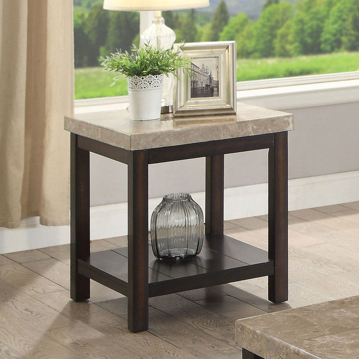 Calgary - End Table - Dark Walnut / Ivory