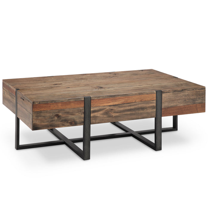 Prescott - Modern Reclaimed Wood Rectangular Coffee Table in Rustic Honey