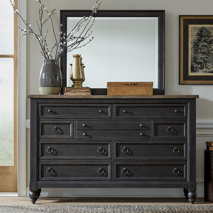 Americana Farmhouse - Dresser & Mirror - Dark Gray