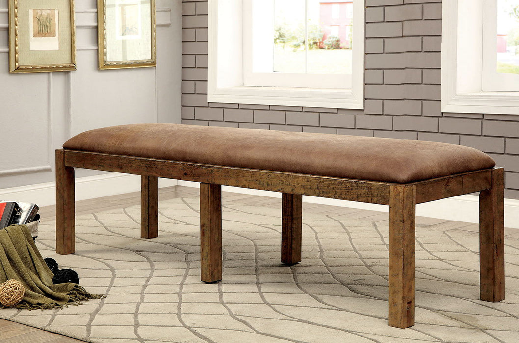 Gianna - Fabric Bench - Rustic Oak / Brown