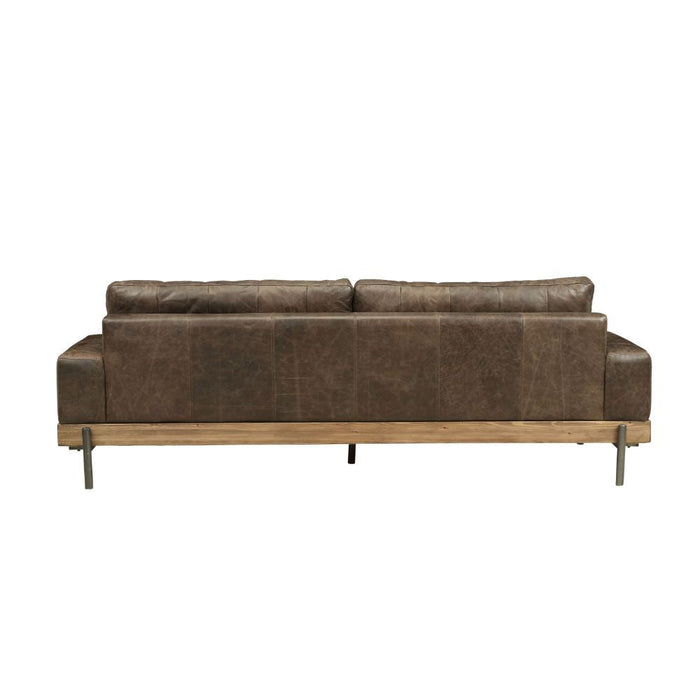 Silchester - Sofa - Oak & Distress Chocolate Top Grain Leather