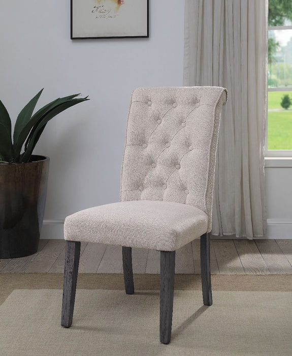 Yabeina - Side Chair (Set of 2) - Beige Linen & Gray Finish