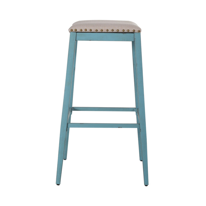 Vintage Series - Backless Upholstered Barstool - Blue