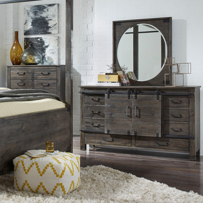 Abington - Sliding Door Dresser In Weathered Charcoal