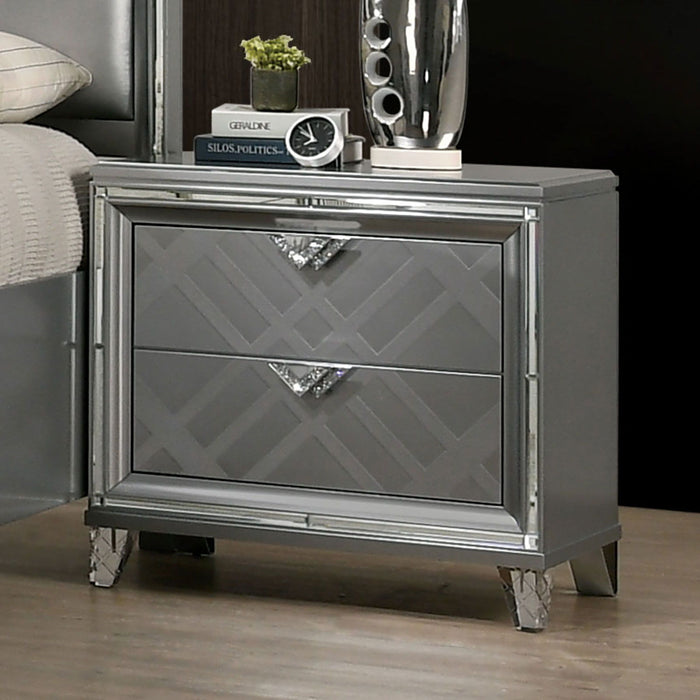 Emmeline - Night Stand With Usb Outlet - Silver