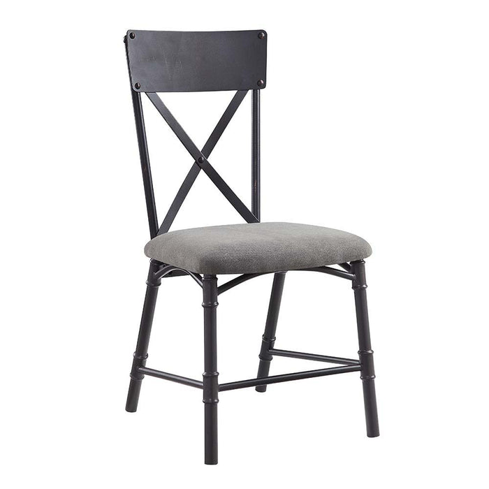 Edina - Side Chair - Gray Fabric, Oak & Sandy Black Finish